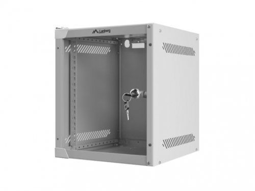 LANBERG ARMÁRIO DE PAREDE 6U 280X310 RACK 10"PACOTE PLANO PORTA DE VIDRO CINZA