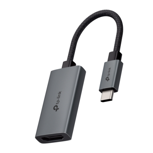 Adaptador TP-Link UA520C HDMI para USB-C - Cabo de 10 cm - HDMI 4K Fêmea - USB-C Macho - Plug and Play - Alumínio - Cor Cinza Escuro