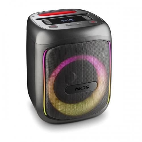 Coluna portátil NGS Wild Swag Go 80W TWS Bluetooth 5.0 - Bateria com duração até 10 horas - Entrada USB e Aux - Iluminação LED - Preto
