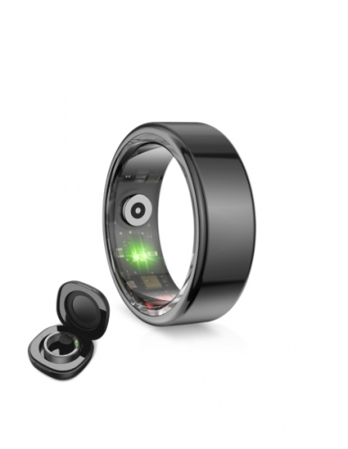 Ksix Saturn Smart Ring - Até 3 dias de autonomia da bateria - Atividade e saúde - Monitor de sono - 5 ATM - Tamanho L (Tamanho 11) - Preto