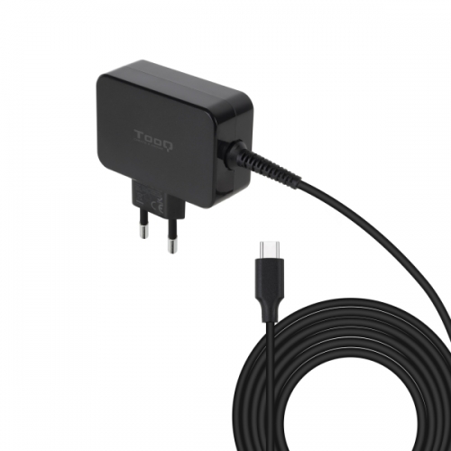 Carregador para portátil Tooq GaN USB-C/PD 45 W - Cabo de 1,80 m - Preto