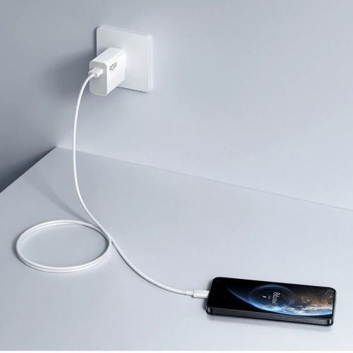 Carregador GaN Xiaomi HyperCharge 90 W - USB-A - Carregamento rápido - Branco