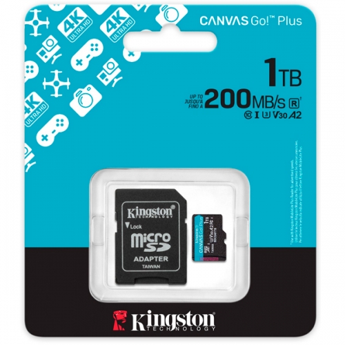 KINGSTON SD CARD 1TB MICRO SDXC CANVAS GO PLUS GEN4 200MB/s A2 U3 V30 C/ADAP