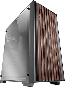 MARS GAMING MC-WOODC ATX CASE WOODEN FRONT PANEL &CHROMED GLASS SIDE WINDOW 120MM FDB REAR FAN DUAL CHAMBER DESIGN