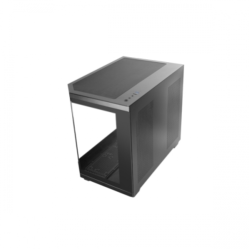 MARS GAMING MC-3TCOREM CUSTOM MICRO-ATX CASE TRIPLE CONTINUOUS TEMPERED GLASS WINDOWS MODULAR DUAL CHAMBER DESIGN BLACK