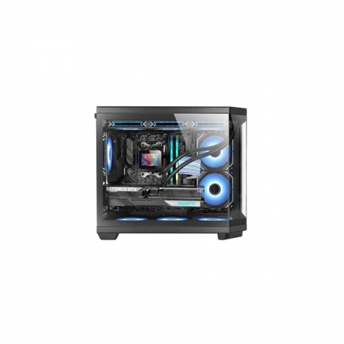 MARS GAMING MC-3TCOREM CUSTOM MICRO-ATX CASE TRIPLE CONTINUOUS TEMPERED GLASS WINDOWS MODULAR DUAL CHAMBER DESIGN BLACK