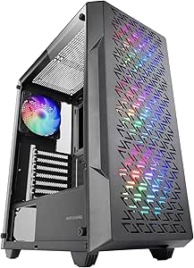 MARS GAMING MC-GEO ATX COMPUTER CASE 4X120MM FRGB FANS TEMPERED GLASS SIDE PANEL DUAL CHAMBER DESIGN BLACK