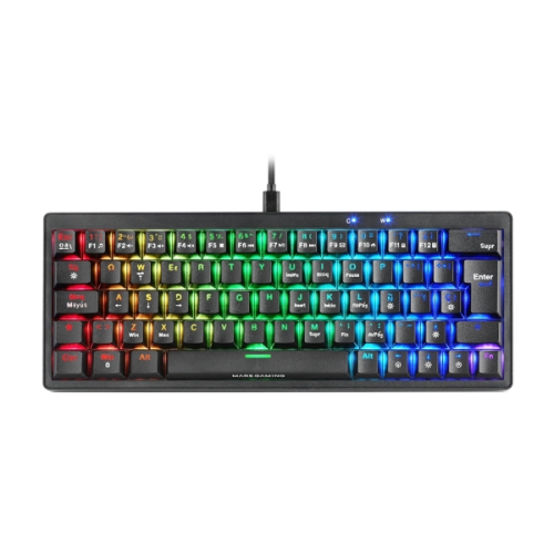 MARS GAMING MKMINIPRO HOT-SWAPPABLE RGB MECHANICAL 60 KEYBOARD ANTI-DUST BLUE SWITCHES SOFTWARE PORTUGUESE LAYOUT BLACK