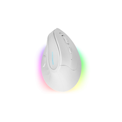 Rato Gamer Sem Fios Vertical Mars Gaming MM-SK para Destros - 8400 dpi - Bluetooth 5.1 - RF 2.4Ghz - Switches HUANO - Iluminação RGB - Branco