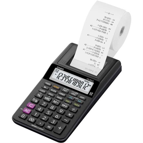 Calculadora/Impressora de Mesa Compacta Casio HR-8RCE - Visor de 12 Dígitos - Imprime 2 Linhas por Segundo - Preta