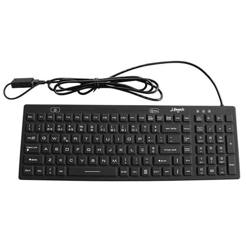 LIFETECH KEYBOARD SILICONE HIGIENIZAVEL | LAVAVEL USB PRETO