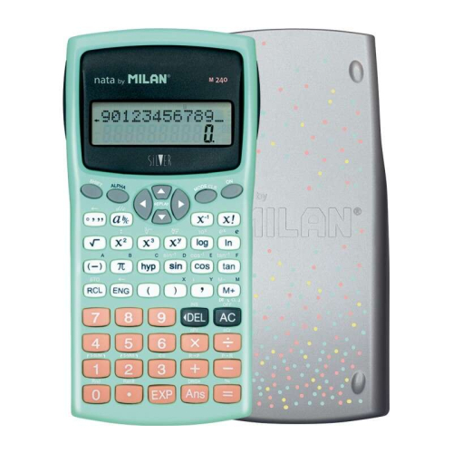 Milan M240 Calculadora Cientifica 10+2 Digitos - Tela de 2 Linhas - 240 Funções Integradas Incluindo 124 Cientificas - Capa Protetora - Col
