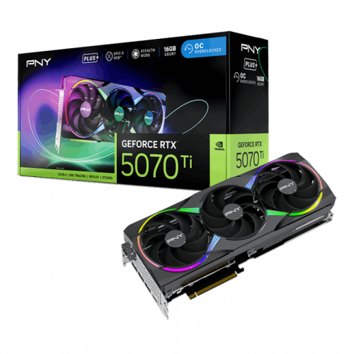 PLACA GRÁFICA PNY RTX 5070 Ti 16GB ARGB OVERCLOKED TRIPLE FAN PLUS DLSS 4