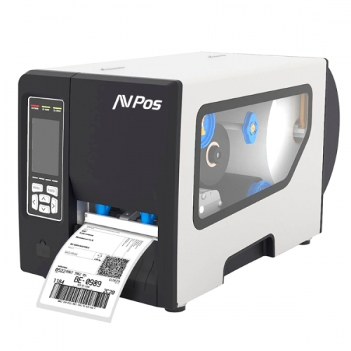 Impressora Térmica Industrial de Etiquetas AVPos E1 - Velocidade 203mm/s - Resolução 300 DPI - USB,Série e LAN - Cor Branco-Preto