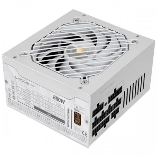 Fonte de Alimentação Mars Gaming MPB850SIM 850W ATX - 80 Plus Bronze - Modular - 12dB - 150x160x85mm - Branco