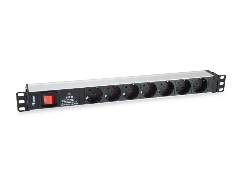7-Outlet German Power Distribution Unit com Surge Protection and Switch