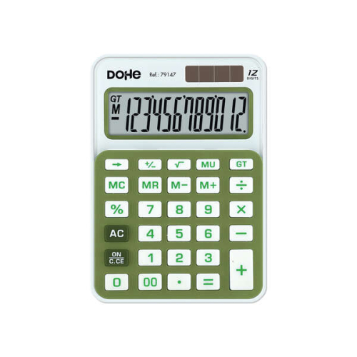Dohe Calculadora de Mesa Pequeña 12 Digitos - Teclas de Gran Formato - 4 Teclas de Memoria - Desliga Automaticamente - Energia Solar e a Pilhas