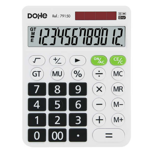 Dohe Calculadora de Mesa Grande 12 Digitos - Tela Reclinável - Teclas de Gran Formato - Raiz Quadrada,Gran Total,Recuperacion de Memoria - A