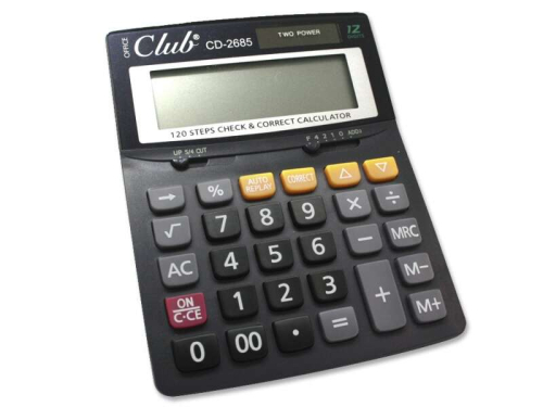 Ingraf CD-2685-12Rp Calculadora de 12 Digitos - Tecla de Borrado - 3 Teclas de Memoria - Duplo Zero e Percentagem - Suma Extragrande - Alimentação Sol