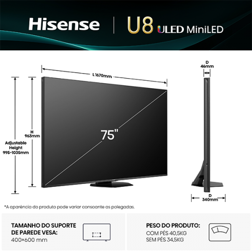 MINI LED HISENSE - 75U8Q