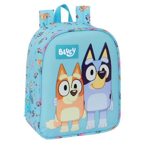 Safta Bluey Mochila Guarderia - Adaptável ao Carro - Alsa de Mão - 22x27x10cm - Cor Azul Claro