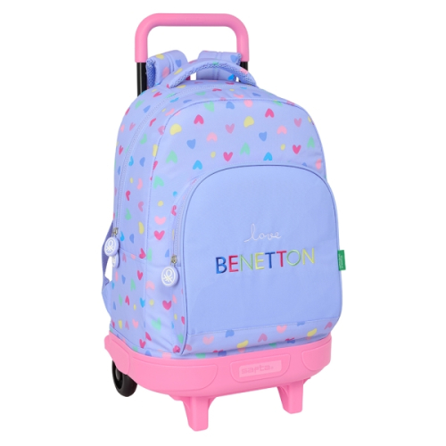 Safta Bemetton Mochila com Carro Integrado - Removível para Facilitar a Limpeza - Base Reforçada - Asa Extraível - 33x45x22cm - Lila