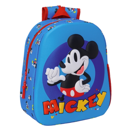 Safta Mickee Mouse Mochila - Asa de Mão - Porta-Garrafas Lateral - 27x33x10cm - Azul
