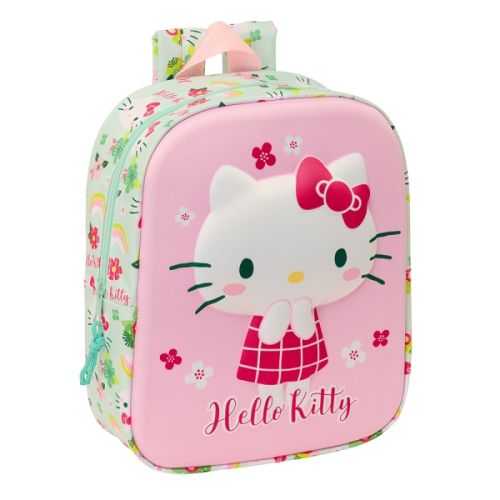 Safta Hello Kitty Mochila Guarderia 3D - Alsa de Mão - Compartimento Principal com Fecho - 22x27x10cm - Cor Rosa