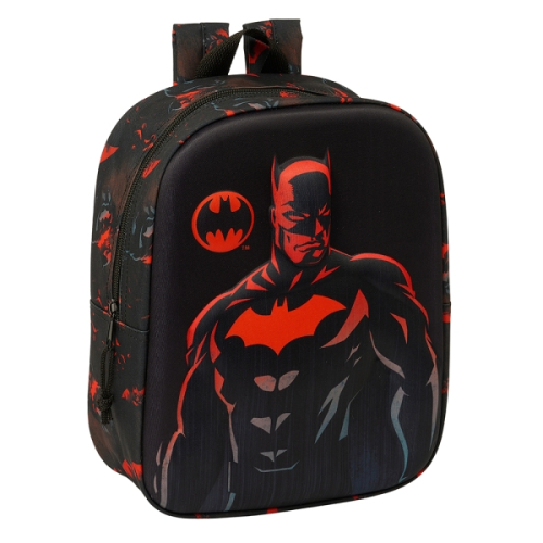 Safta Batman Mochila Guarderia 3D - Alsa de Mão - Compartimento Principal com Fecho - 22x27x10cm - Cor Preto
