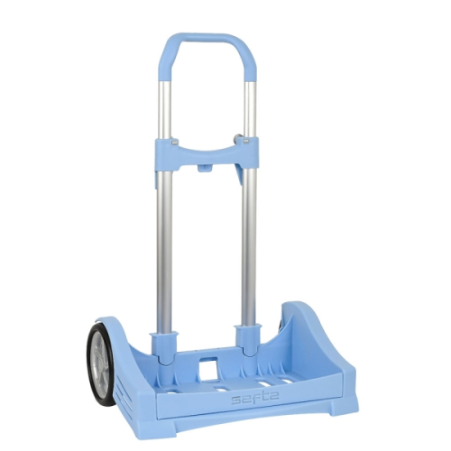 Safta Evolution Carro Portamochilas- Fixação Universal - Rodas de 14cm Anti-Vibração - Aluminio/PP - 40x85x28cm - Cor Azul Claro