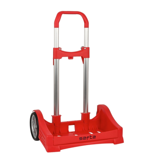 Safta Evolution Carro Portamochilas- Fixação Universal - Rodas de 14cm Anti-Vibração - Aluminio/PP - 40x85x28cm - Cor Vermelho