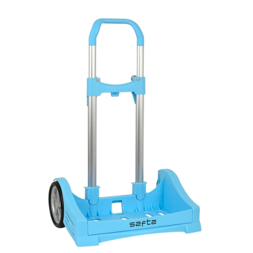 Safta Evolution Carro Portamochilas- Fixação Universal - Rodas de 14cm Anti-Vibração - Aluminio/PP - 40x85x28cm - Cor Azul Claro