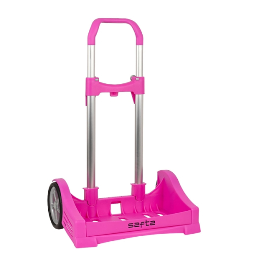 Safta Evolution Carro Portamochilas- Fixação Universal - Rodas de 14cm Anti-Vibração - Aluminio/PP - 40x85x28cm - Cor Magenta