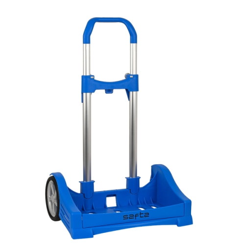 Safta Evolution Carro Portamochilas- Fixação Universal - Rodas de 14cm Anti-Vibração - Aluminio/PP - 40x85x28cm - Cor Azul