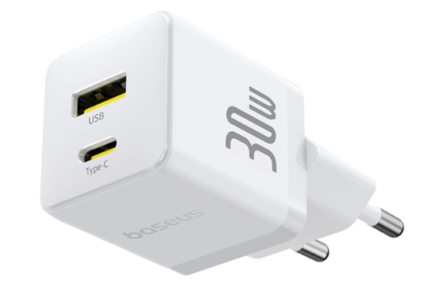 Carregador Baseus Palm Fast Charger C+U 30W Eu Moon White
