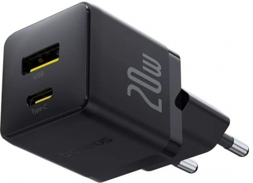 Carregador Baseus Palm Fast Charger C+U 20W Eu Cluster Black