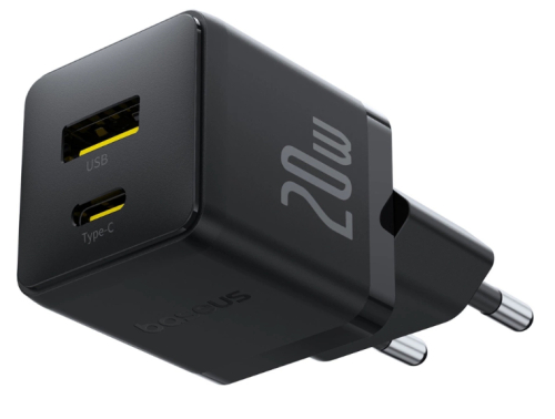 Carregador Baseus Palm Fast Charger C+U 20W Eu Cluster Black