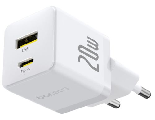 Carregador Baseus Palm Fast Charger C+U 20W Eu Moon White