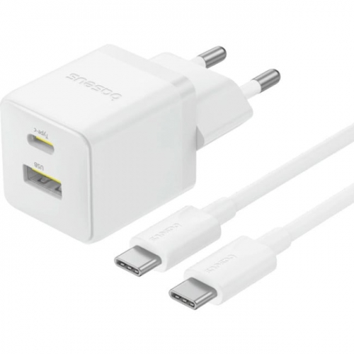 Carregador Os-Baseus Palm Fast Charger C+U 30W Eu Moon White (With Baseus Mini White Cable Usb-C To
