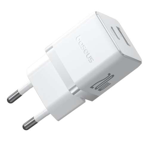 Carregador Baseus Palm Fast Charger C+U 20W Eu Moon White (With Baseus Mini White Cable Usb-C To Usb