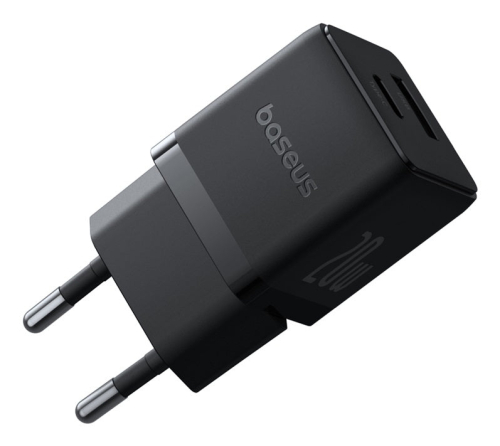 Carregador Baseus Palm Fast Charger C+U 20W Eu Cluster Black (With Baseus Mini White Cable Usb-C To