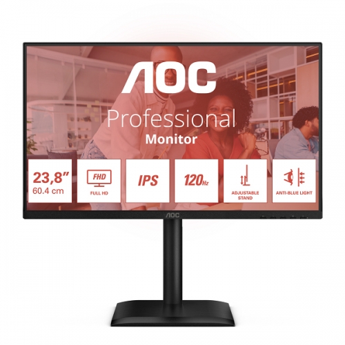 MONITOR AOC IPS 24"(23.8) FHD 4MS 120HZ HDMI DP COLUNAS HAS 24E4U
