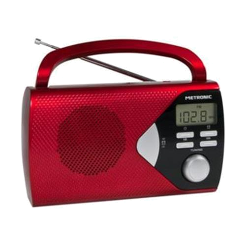 Metronic Radio Portatil AM/FM com função de alarme - Pilhas - Vermelho