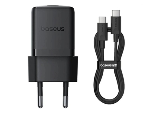 Carregador Os-Baseus Palm Fast Charger 1C 30W Eu Cluster Black (With Baseus Mini White Cable Type-C)