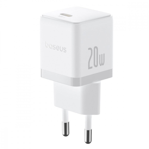 Carregador Baseus Palm Fast Charger 1C 20W Eu Moon White (With Baseus Mini White Cable Usb-C To Usb