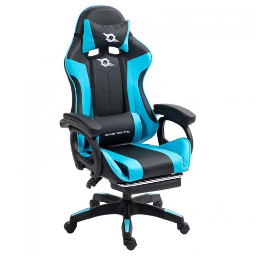 PowerGaming Cadeira 7 pontos Masagem Apoio para pés Preto+AZUL