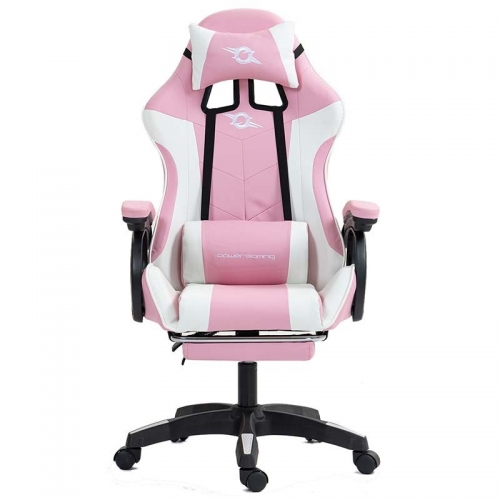 PowerGaming Cadeira 7 PONTOS Massagem APOIO PARA OS PÉS Branco+ROSA