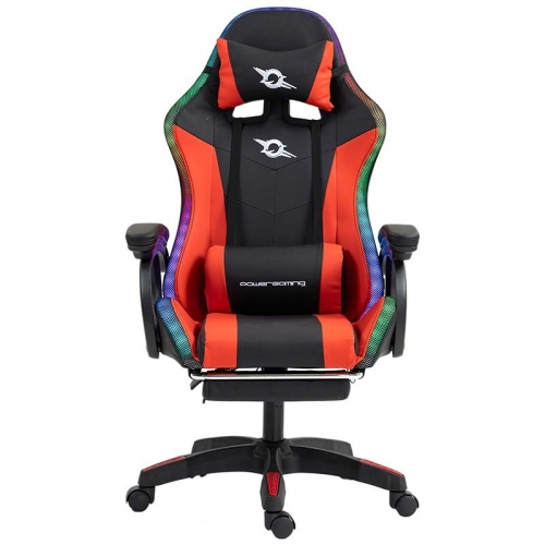 Cadeira PowerGaming LED RGB 7 PONTOS DE MASSAGEM E APOIO PARA OS PÉS Preto+Vermelho