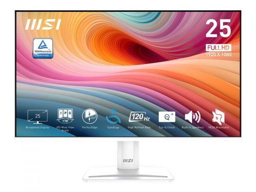 MONITOR MSI PRO MP251W E2 24.5"IPS FULL HD 120HZ 4MS GTG HDMI DISPLAY PORT DSUB 2X2W WHITE