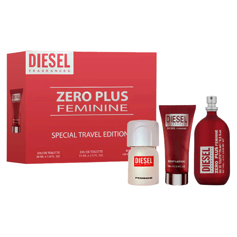 DIESEL ZERO PLUS FEMININE EAU DE TOILETTE 75ML + CREMA CORPORAL PERFUMADA 100ML + EAU DE TOILETTE 30ML